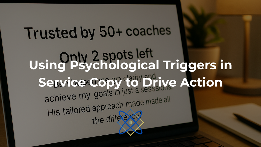 Service page header featuring social proof, scarcity notice, and a brief client story—visualizing multiple psychological triggers working together.